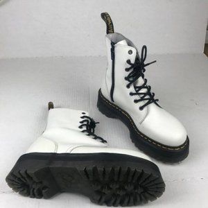 Dr. Martens White Jadon Smooth Leather Platform Combat Boots